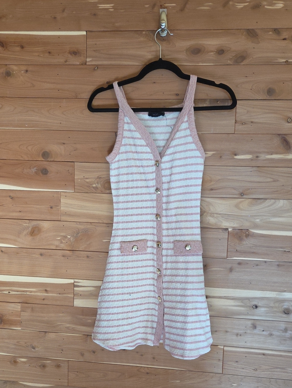 Striped Pink and Cream Button-Front Mini Dress